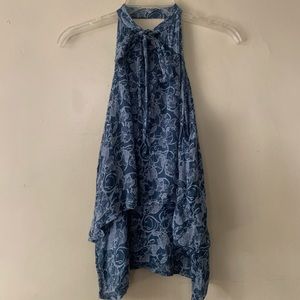 Super soft shuffled floral tie top blouse